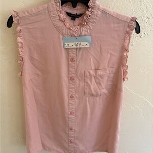 New Velvet Heart Pink Ruffle Sleeve Blouse